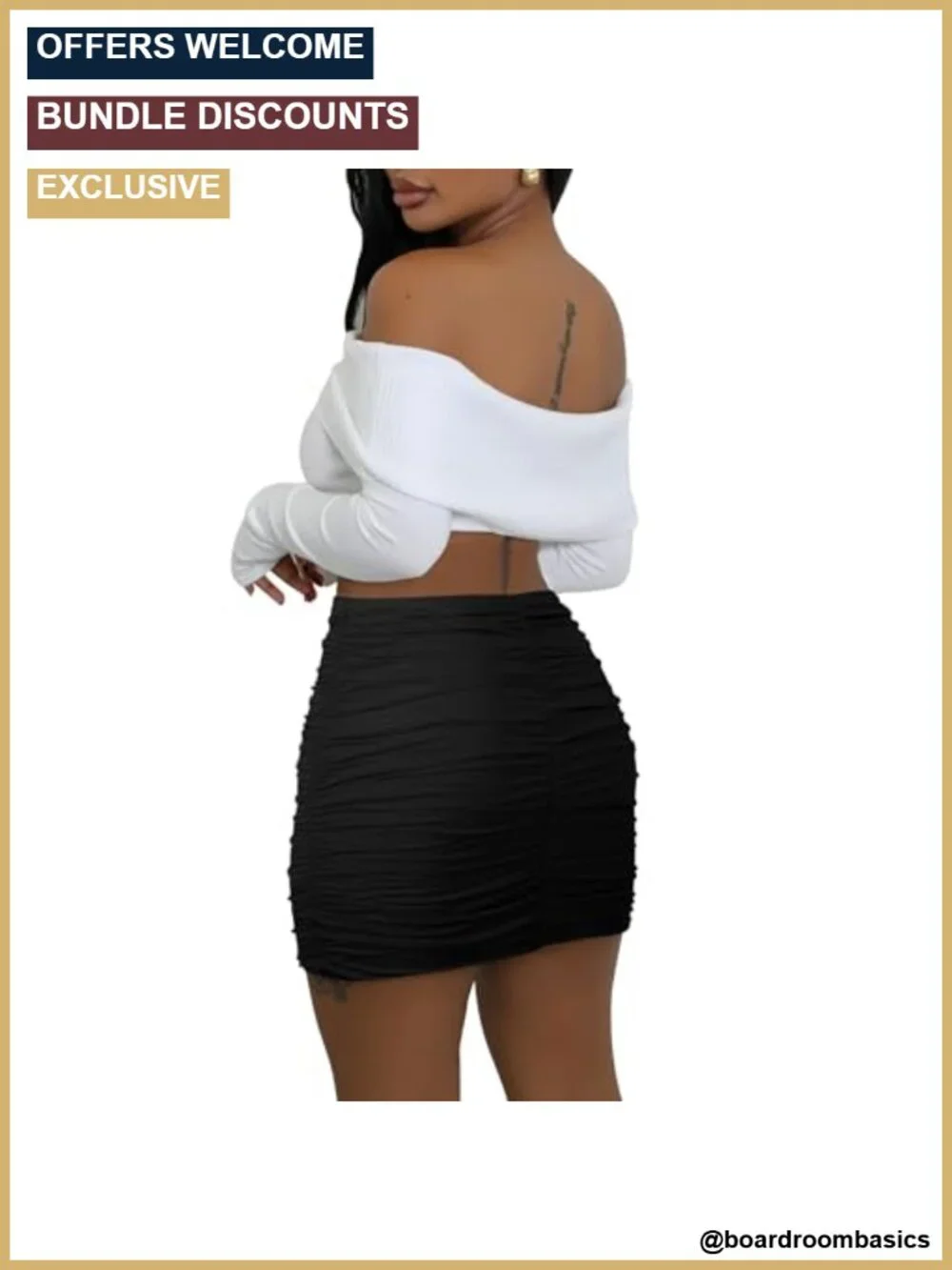Stretch High Waist Ruched Bodycon Mini Skirt Double Layer